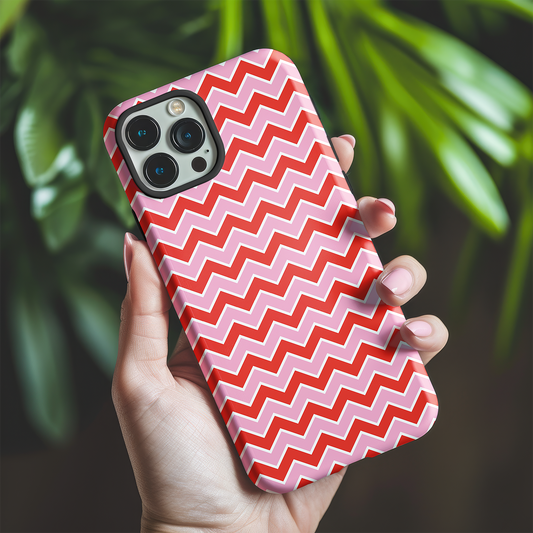 Pink and Red Zig Zag Tough Phone Case