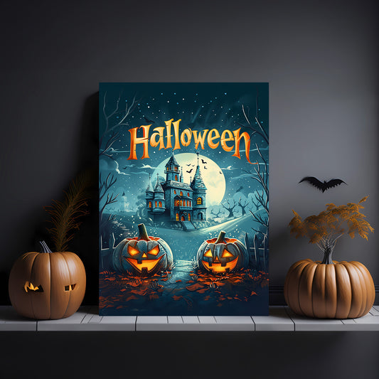 Halloween Night Scene Portrait Canvas