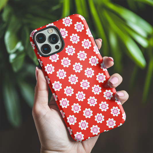 Red Floral Tough Phone Case