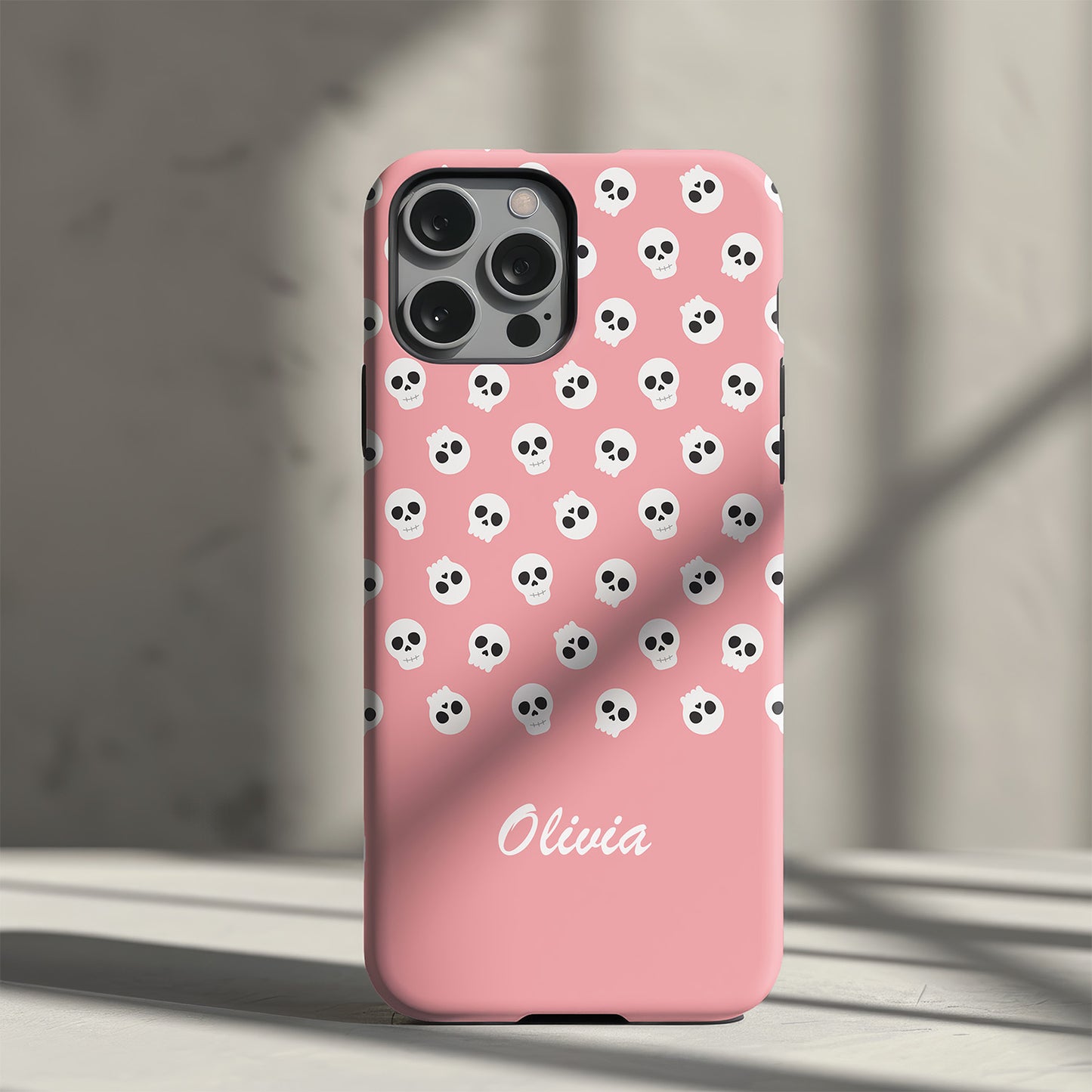 Personalised Pink Skulls Slim Phone Case