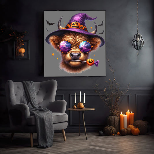 Highland Cow In Halloween Costume Square Canvas