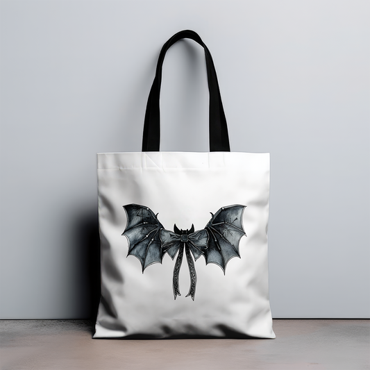 Bat And Bow Design Tote Bag