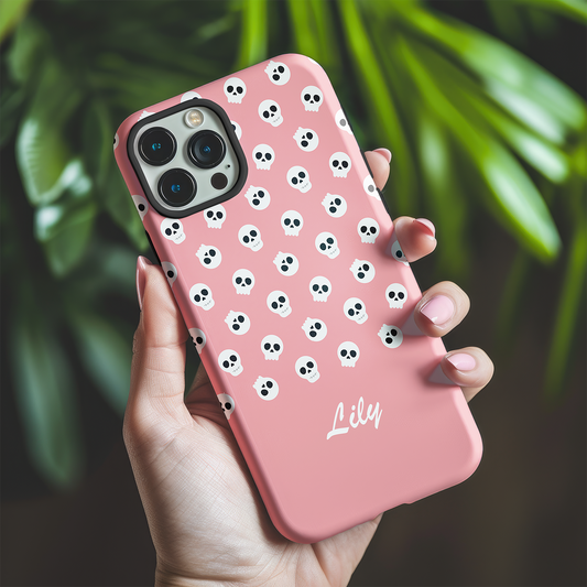 Personalised Pink Skulls Tough Phone Case