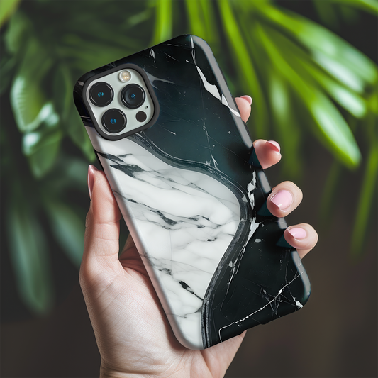 Black & White Marble Print Tough Phone Case