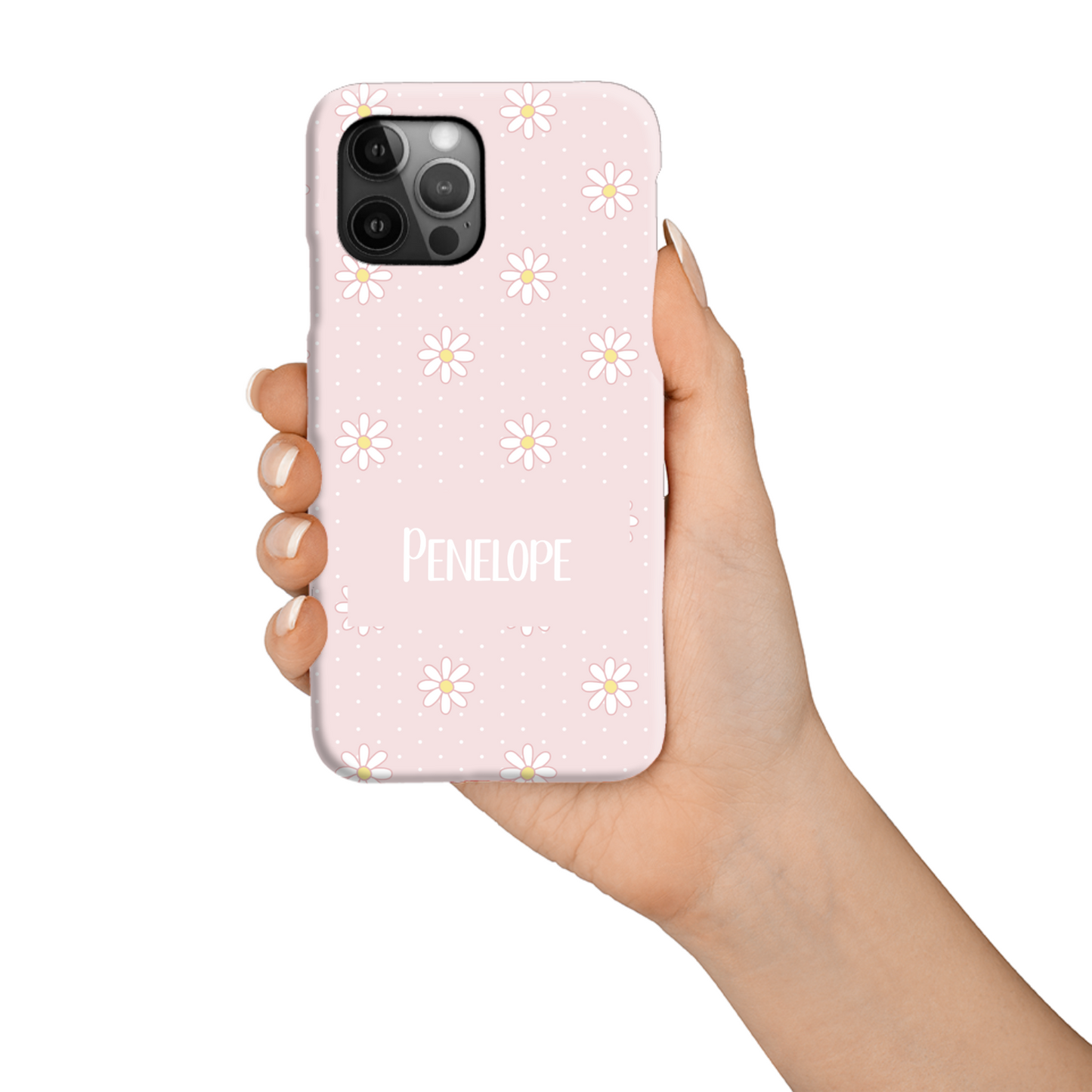 Pink Daisy Dot Slim Personalised Phone Case