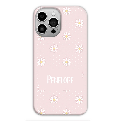 Pink Daisy Dot Slim Personalised Phone Case