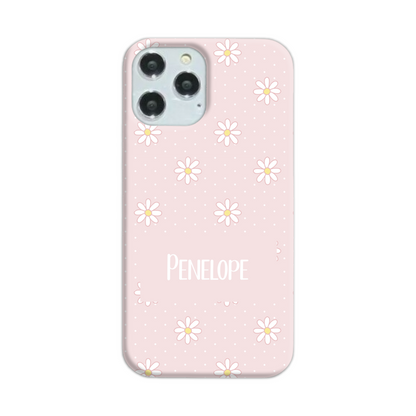 Pink Daisy Dot Slim Personalised Phone Case