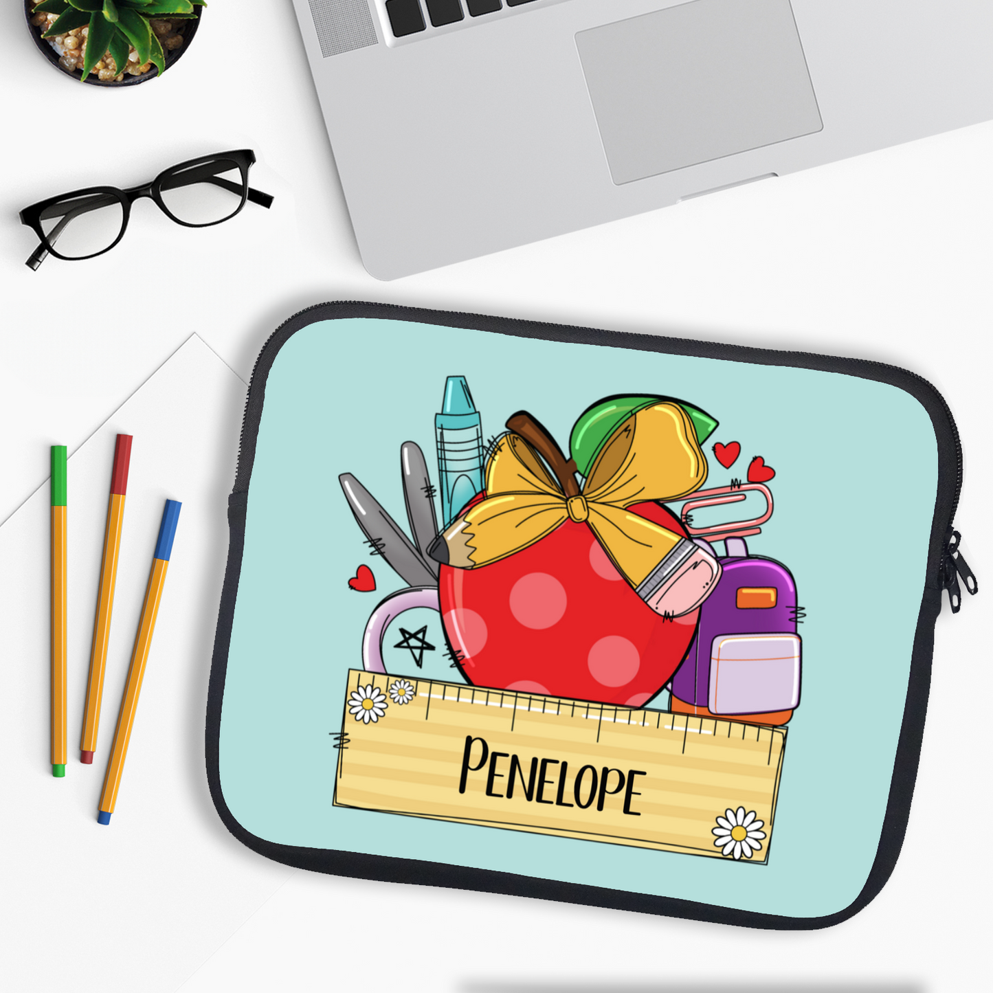 Stationery Themed Personalised Laptop Sleeve Case