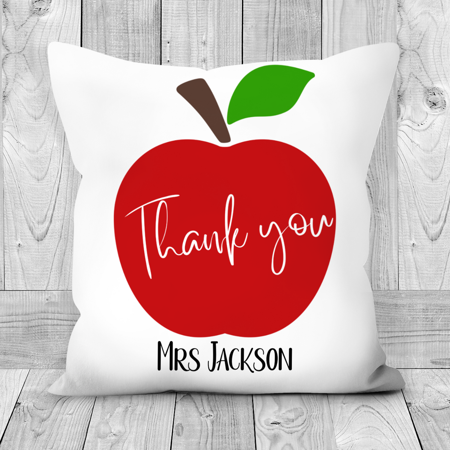 Personalised Apple Design Thank You Cushion
