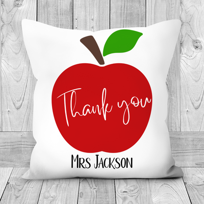 Personalised Apple Design Thank You Cushion