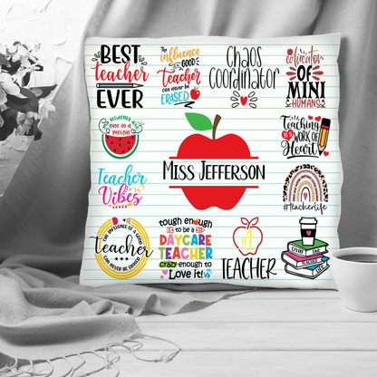 Personalised Badge Print Teacher Cushion