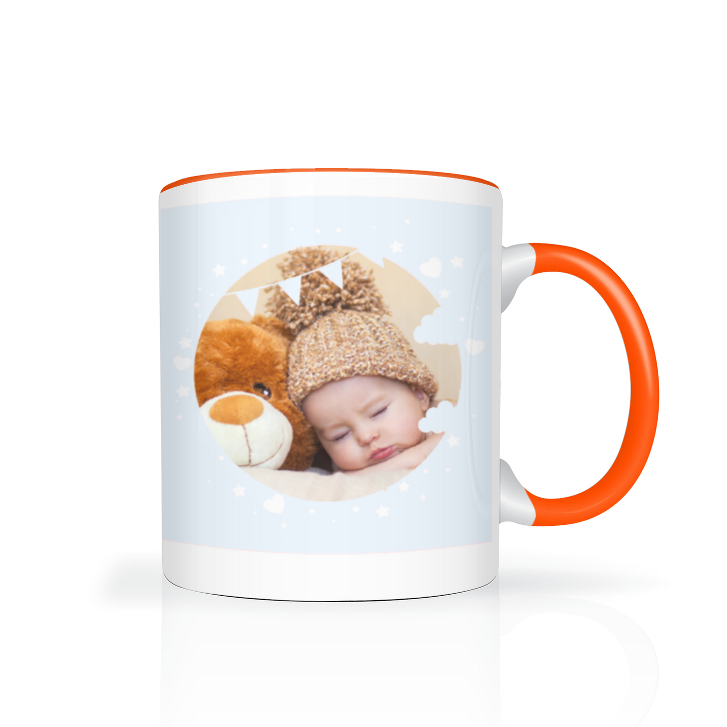 Personalised Cloud And Bunting Blue Photo 11oz Mug