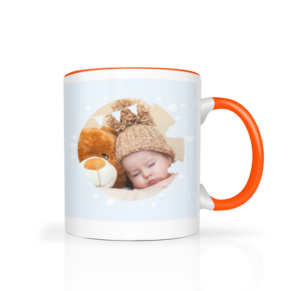 Personalised Cloud And Bunting Blue Photo 11oz Mug