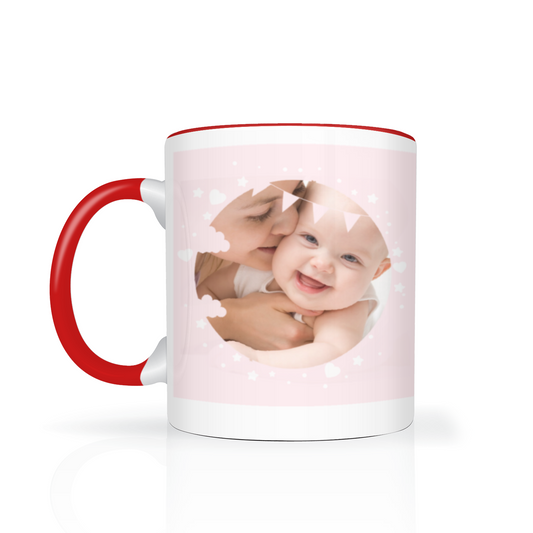 Personalised Cloud And Bunting Pink Photo 11oz Mug