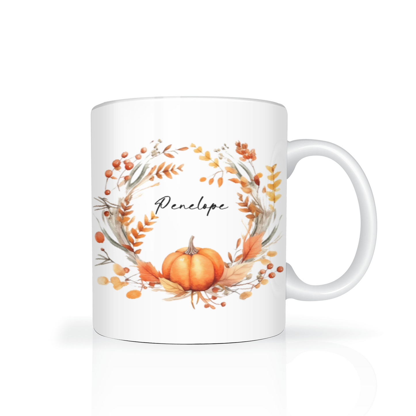 Personalised Autumn Wreath 11oz Mug