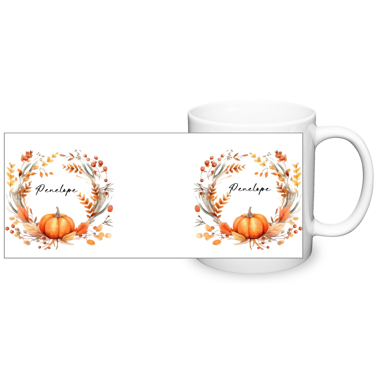 Personalised Autumn Wreath 11oz Mug