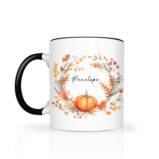 Personalised Autumn Wreath 11oz Mug