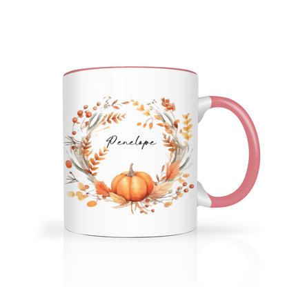 Personalised Autumn Wreath 11oz Mug