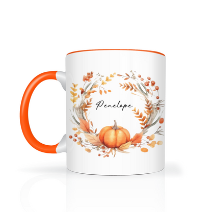 Personalised Autumn Wreath 11oz Mug