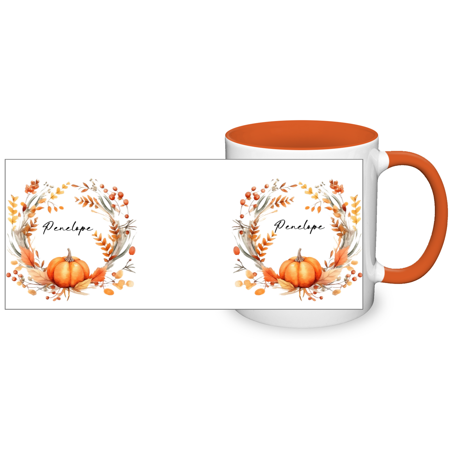 Personalised Autumn Wreath 11oz Mug