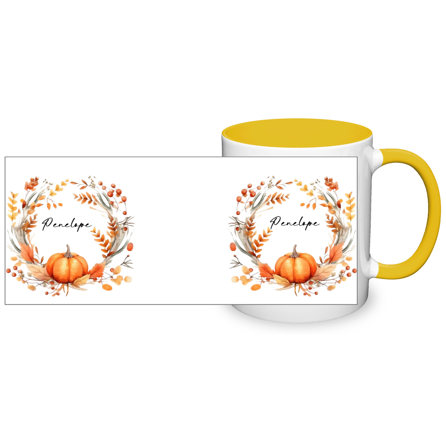 Personalised Autumn Wreath 11oz Mug