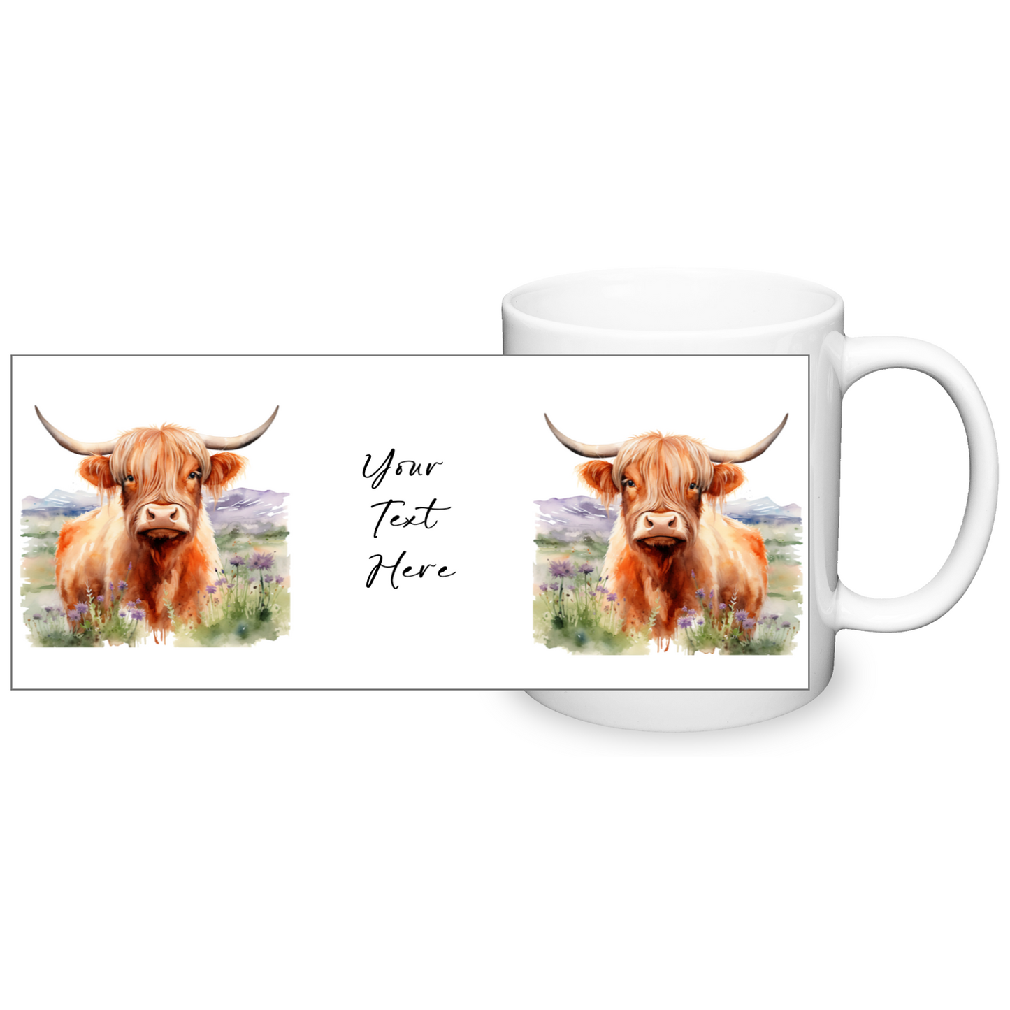 Personalised Highland Cow Design 11oz Mug