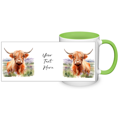 Personalised Highland Cow Design 11oz Mug