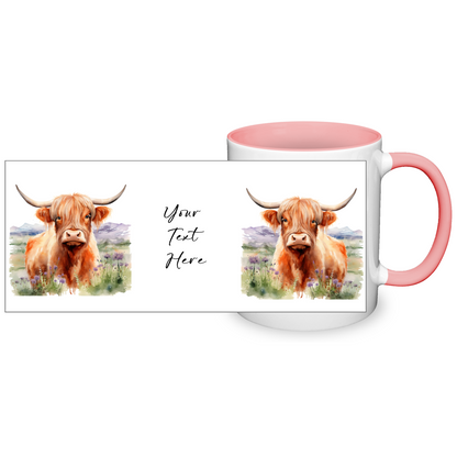 Personalised Highland Cow Design 11oz Mug