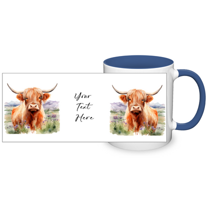 Personalised Highland Cow Design 11oz Mug