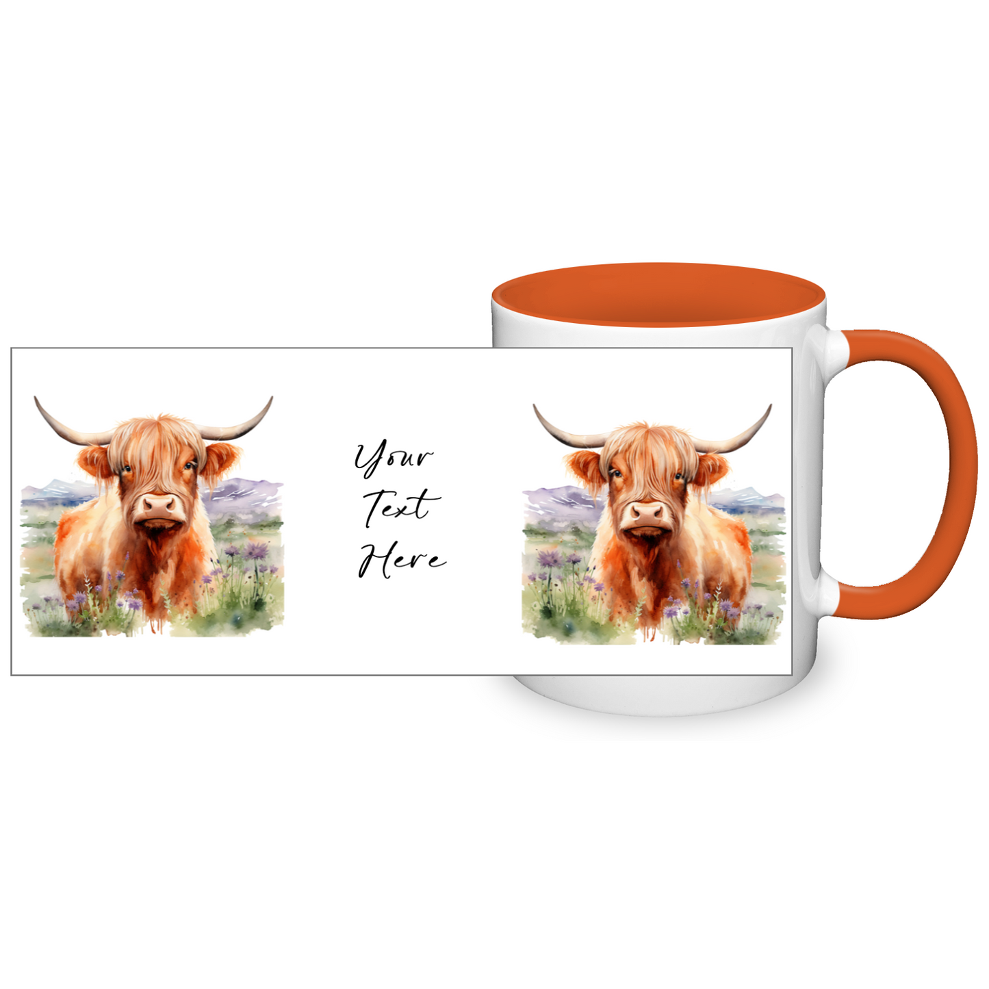 Personalised Highland Cow Design 11oz Mug