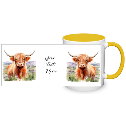 Personalised Highland Cow Design 11oz Mug