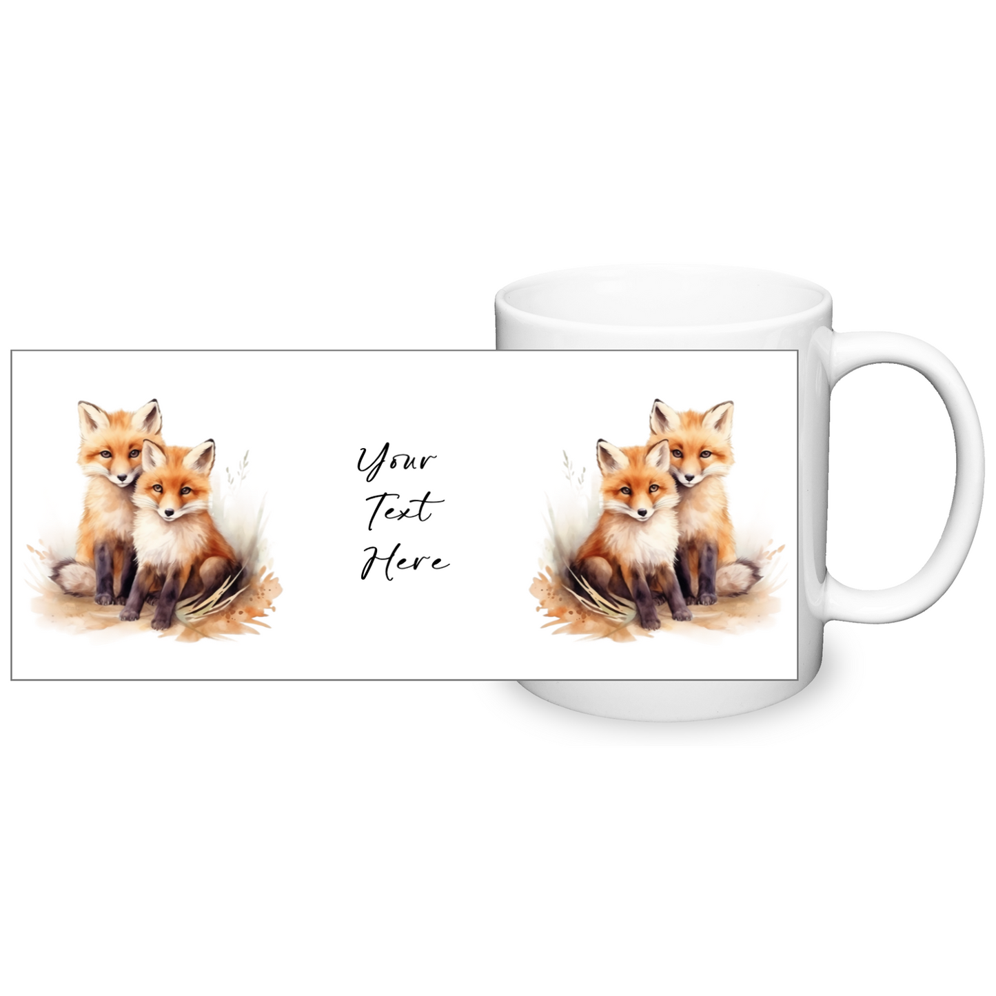 Personalised Foxes Design 11oz Mug