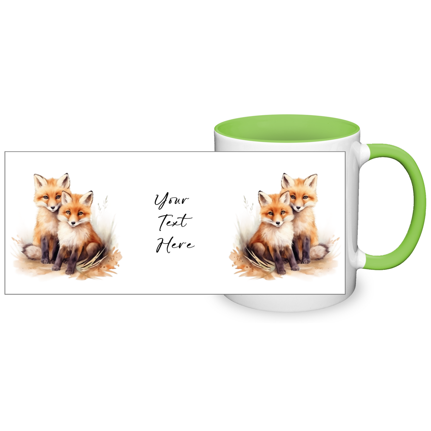 Personalised Foxes Design 11oz Mug