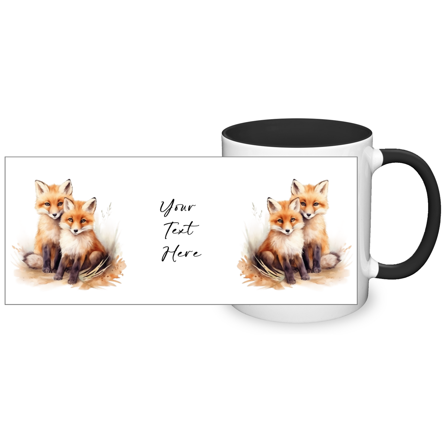 Personalised Foxes Design 11oz Mug