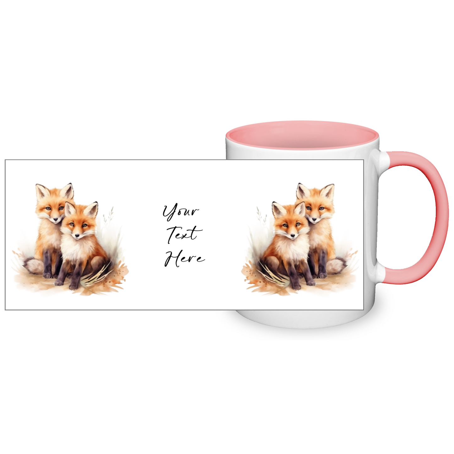 Personalised Foxes Design 11oz Mug