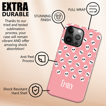 Personalised Pink Skulls Slim Phone Case
