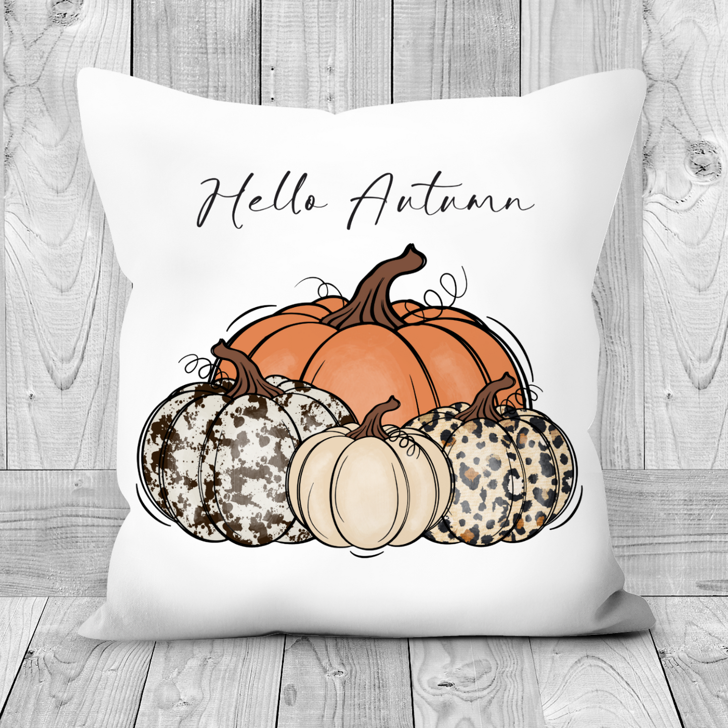 Hallo Autumn Pumpkins Design Poly Linen Cushion