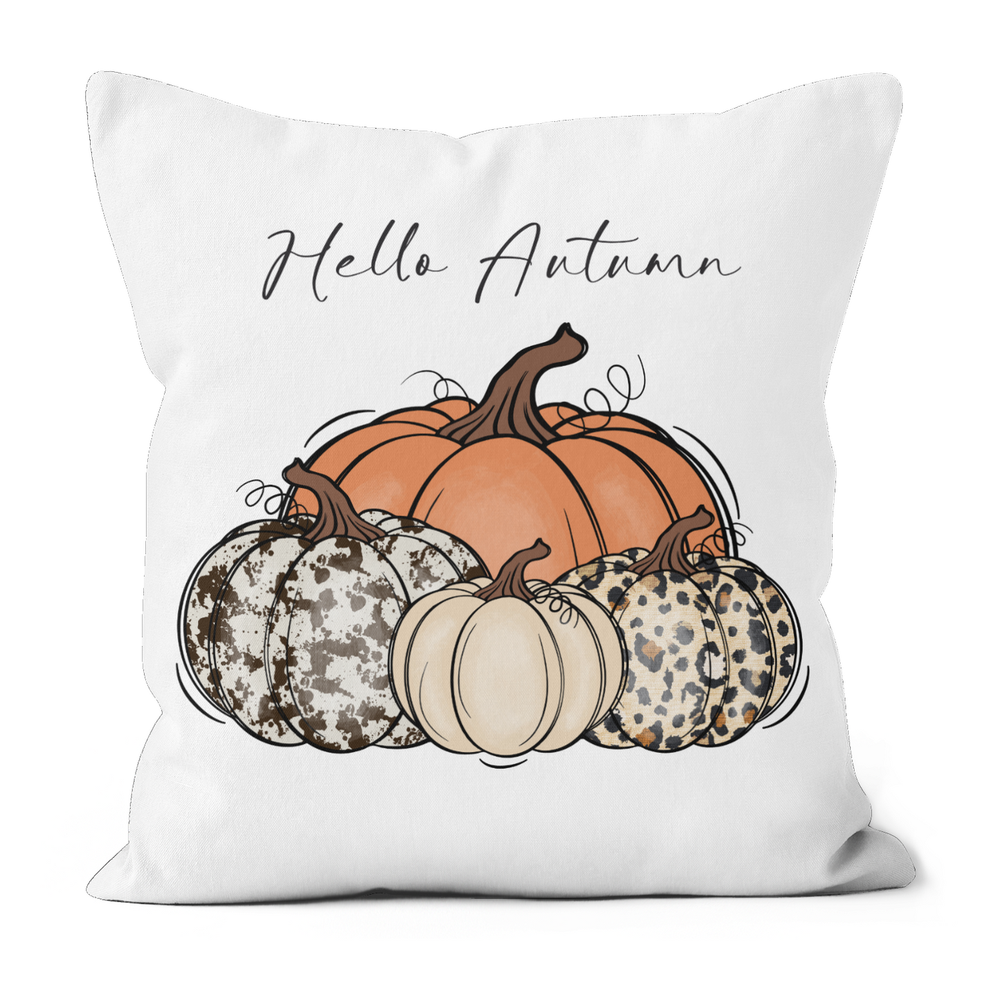 Hallo Autumn Pumpkins Design Poly Linen Cushion
