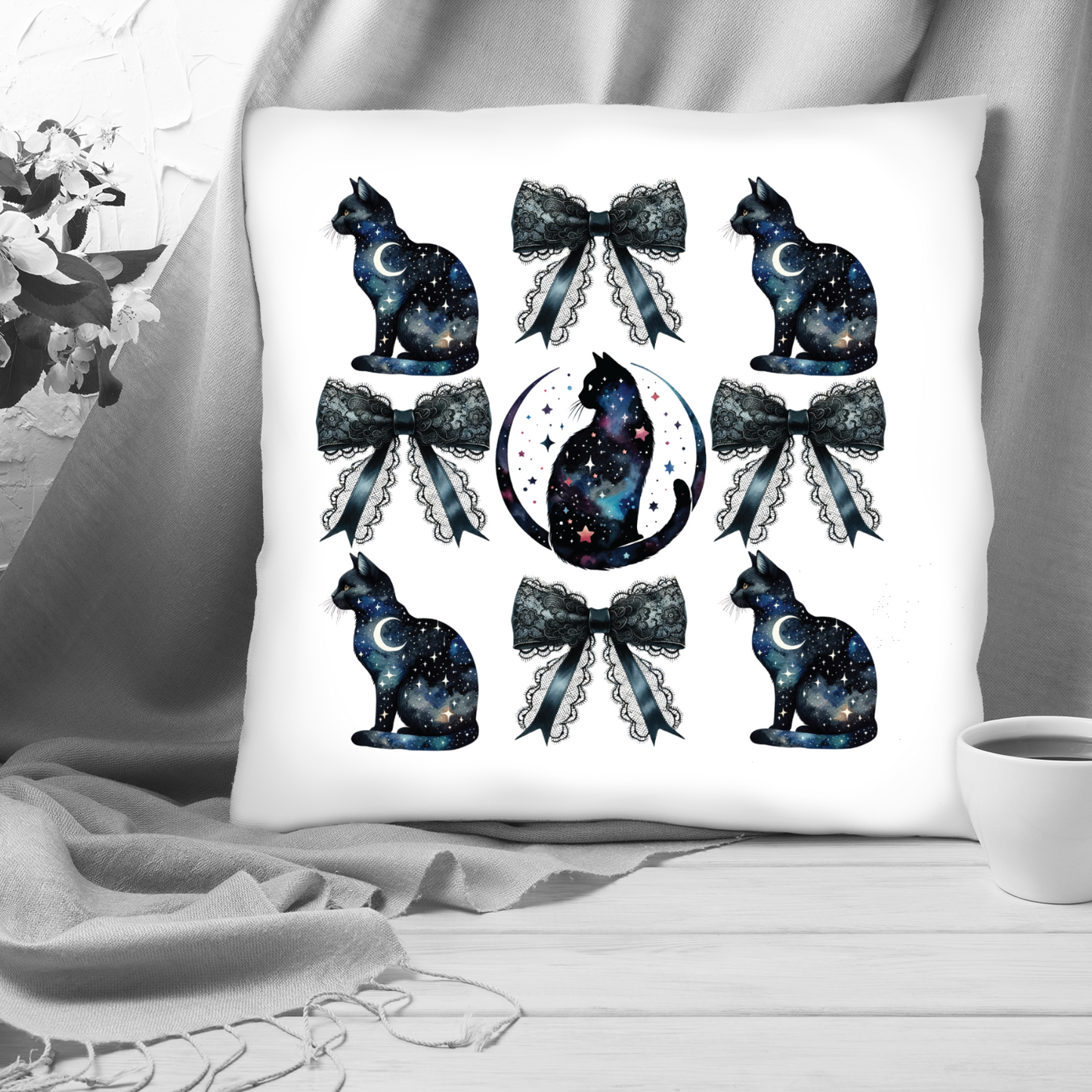 Celestial Cats Poly Linen Cushion