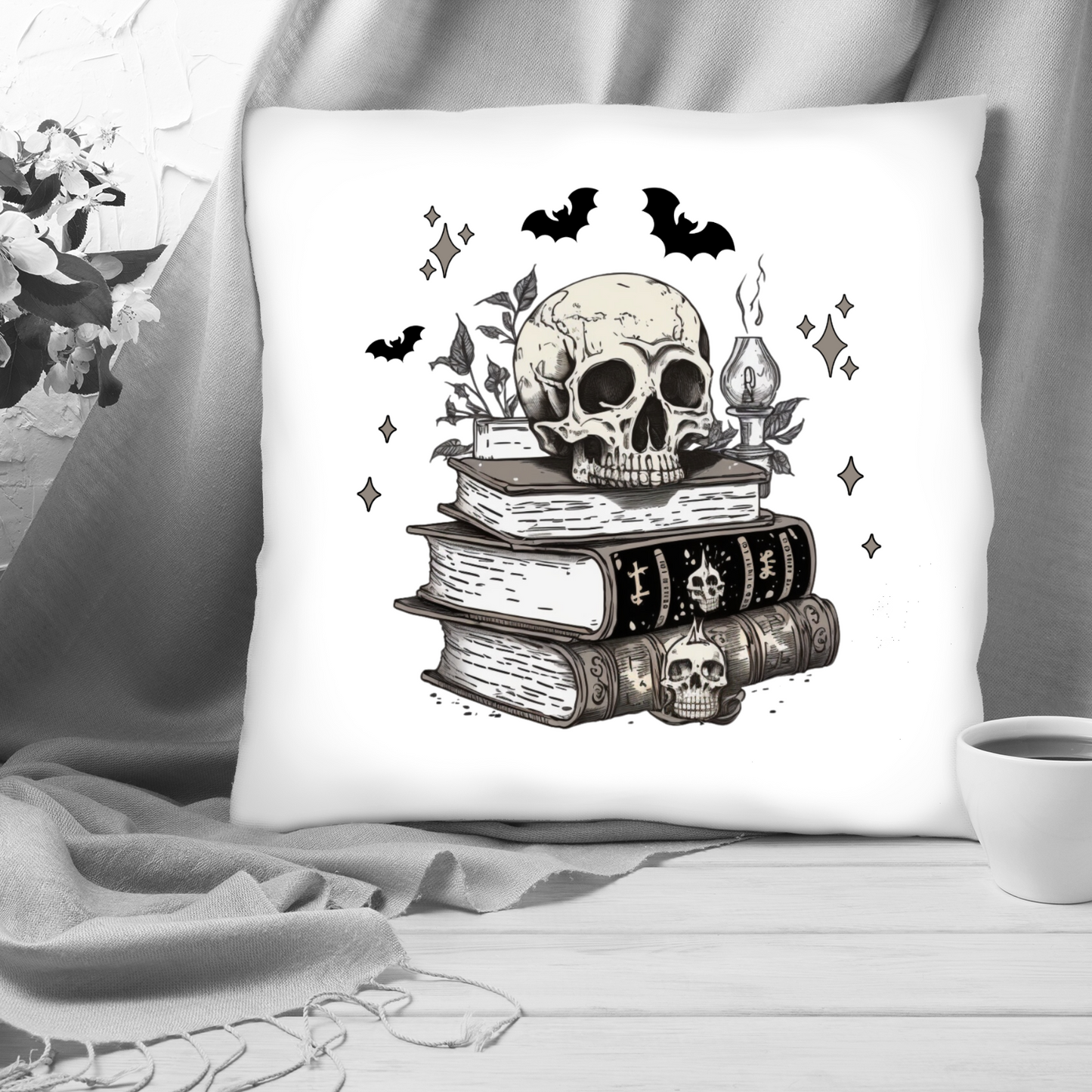 Mono Skull Poly Linen Cushion