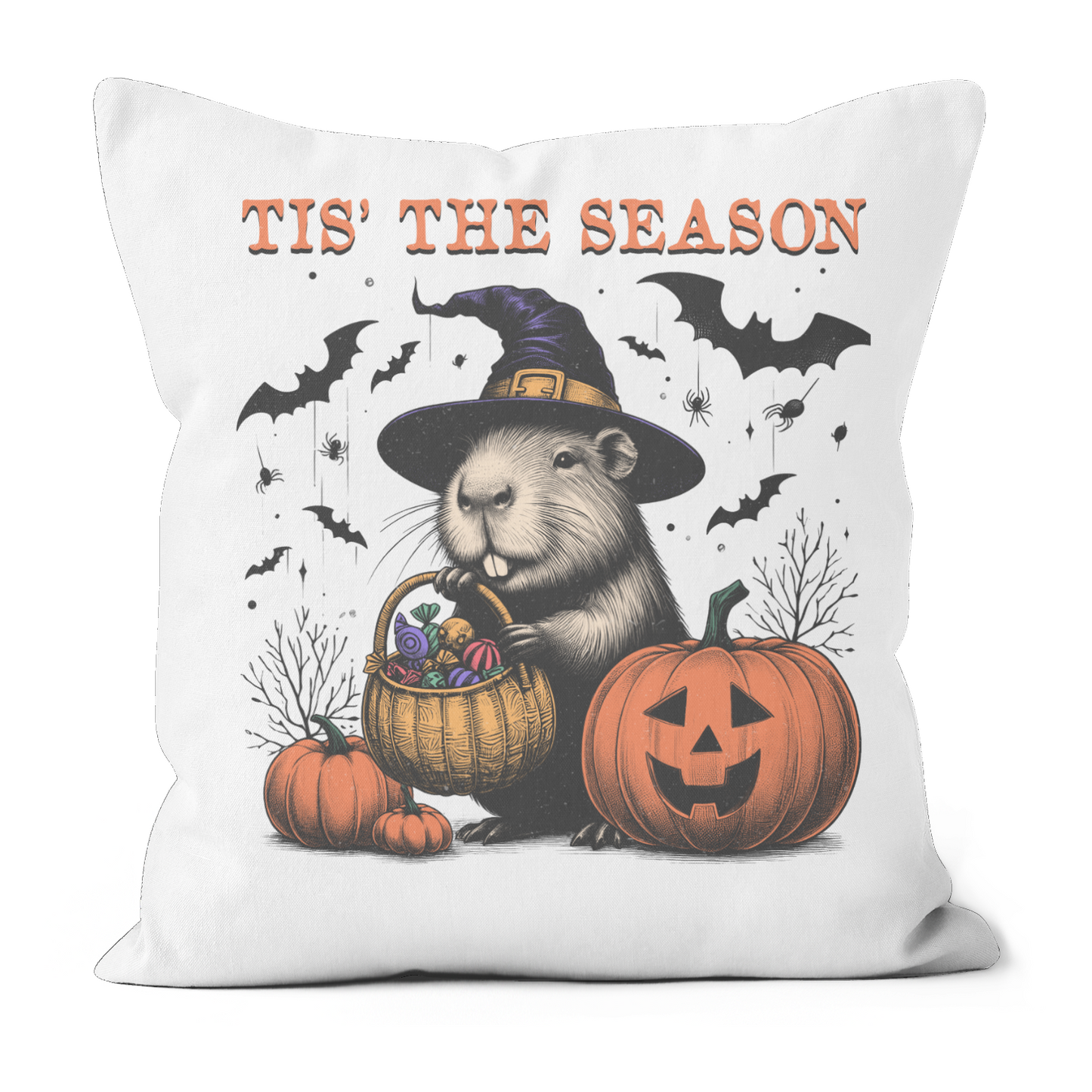 Tis The Season Halloween Design Poly Linen Cushion