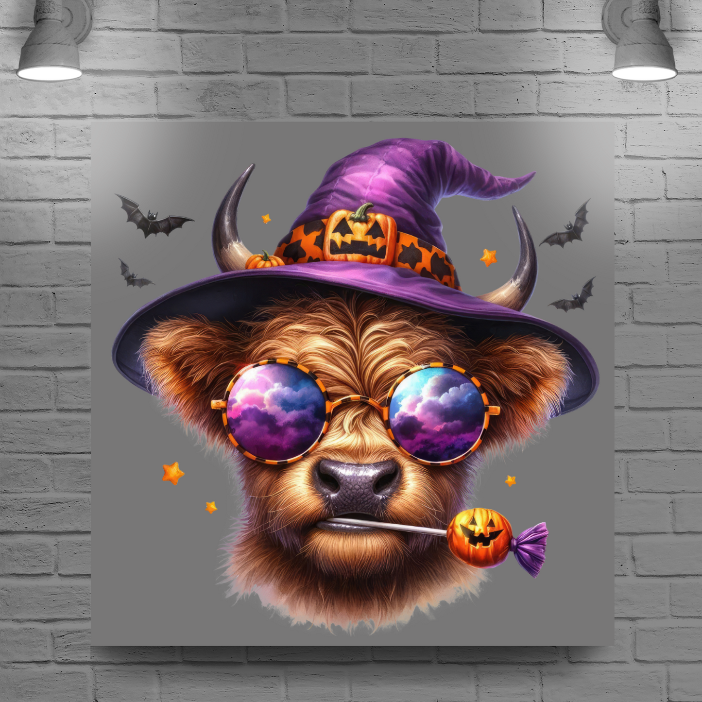 Highland Cow In Halloween Costume Square Canvas