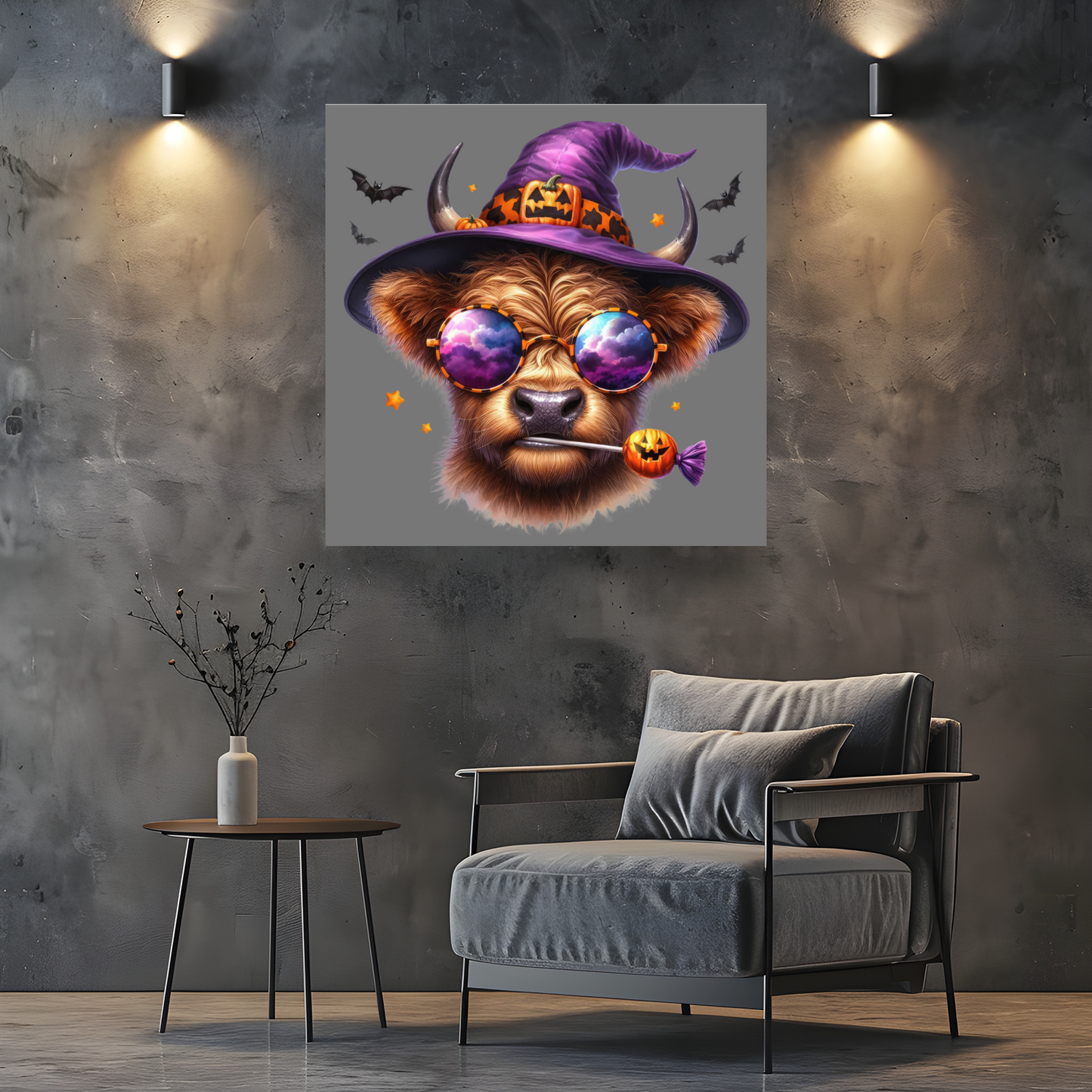Highland Cow In Halloween Costume Square Canvas