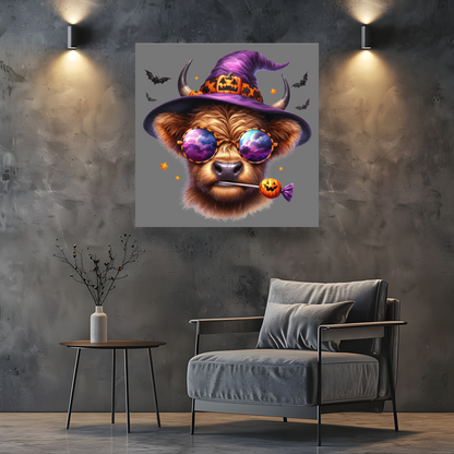 Highland Cow In Halloween Costume Square Canvas