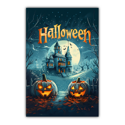 Halloween Night Scene Portrait Canvas
