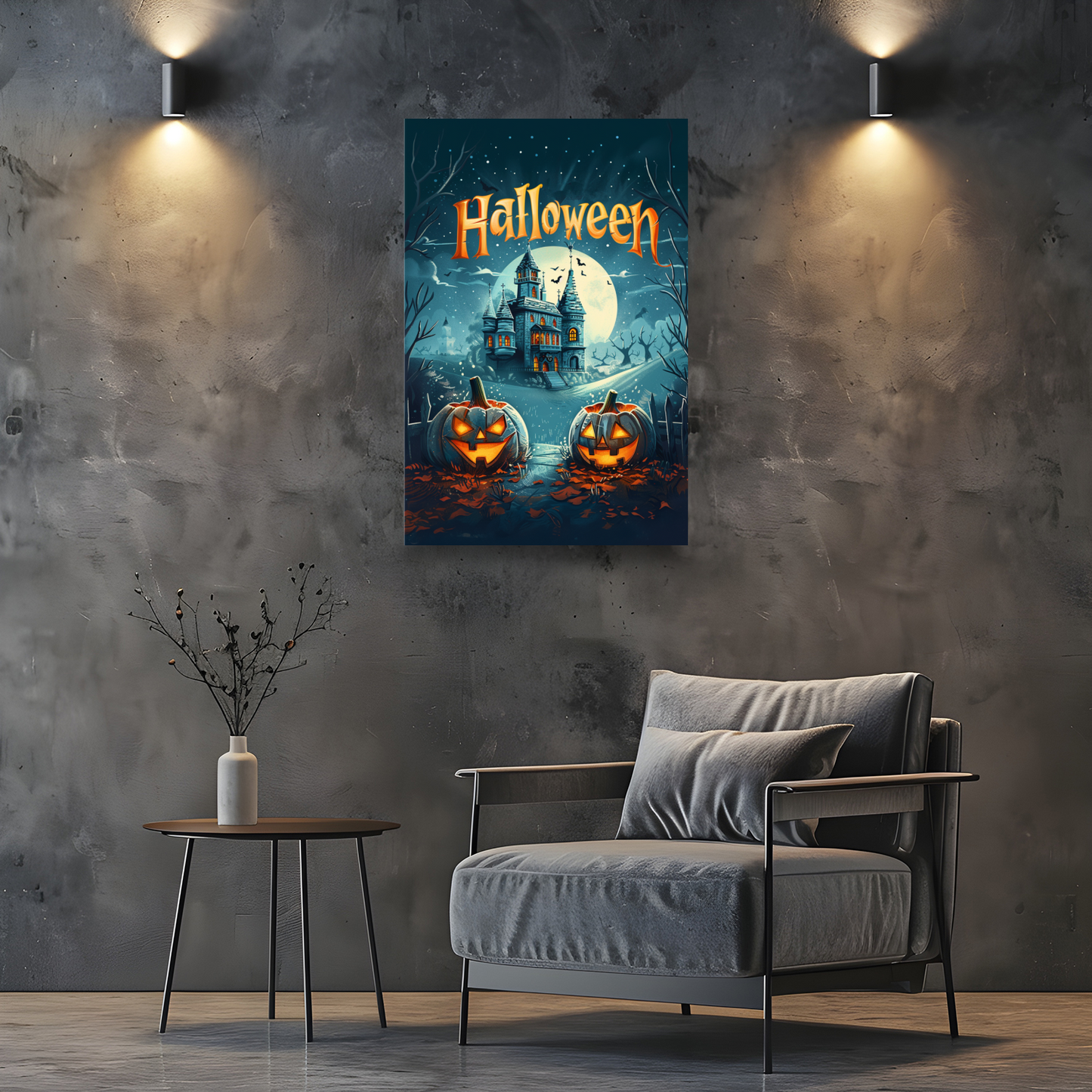 Halloween Night Scene Portrait Canvas