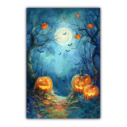 Pumpkins On Halloween Portrait Canvas