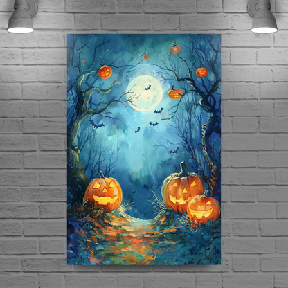 Pumpkins On Halloween Portrait Canvas