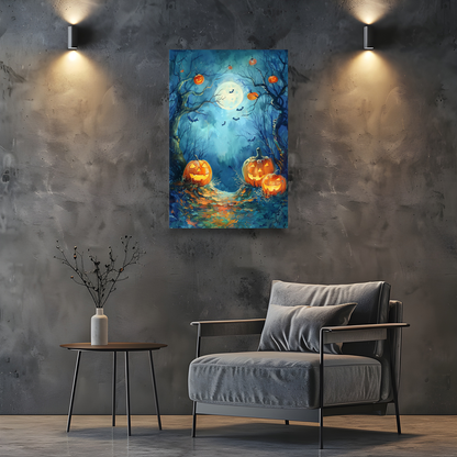Pumpkins On Halloween Portrait Canvas