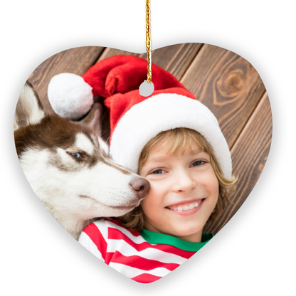 Personalised Photo Christmas Tree Ornament - Heart Shaped